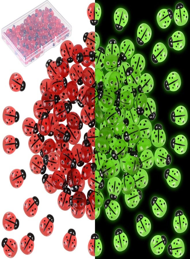 BENOSPACE Luminous Ladybugs Statue, 50Pcs Mini Resin Glow in The Dark Ladybug Luminous Animal Ornament for Dollhouse Fairy Garden Decoration Tiny Ladybug Figurine DIY Craft Micro Landscape Aquarium - Image 1